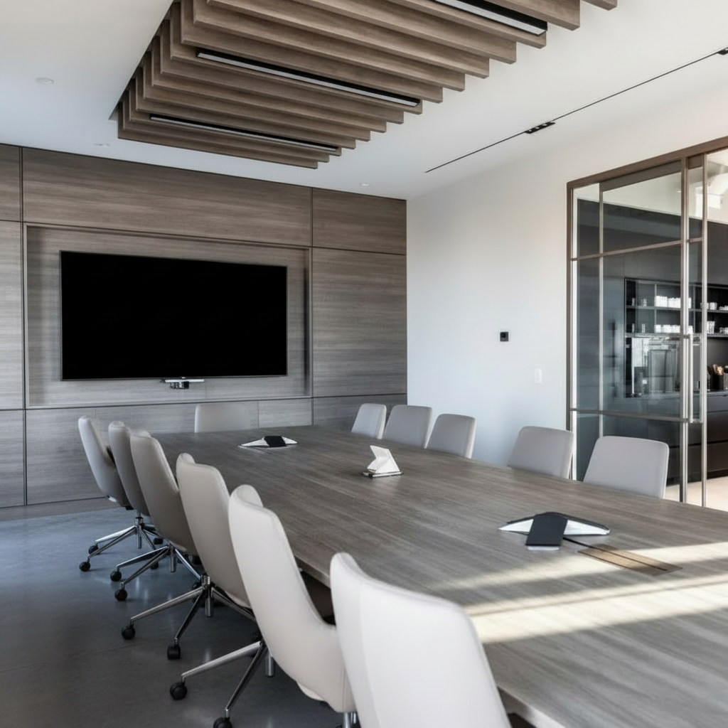 Luxury Grey Wood Boardroom - Enhanced